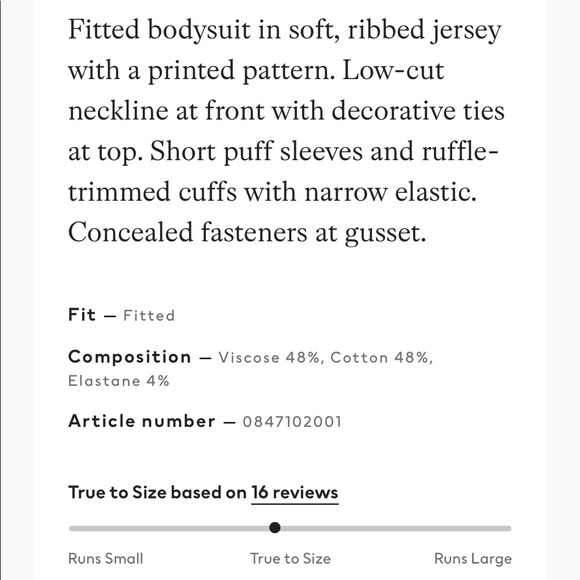 BNWT H&M ribbed body suit cream/flowers - sz S - Picture 7 of 7